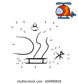 Numbers game, education dot to dot game for children, Helicopter