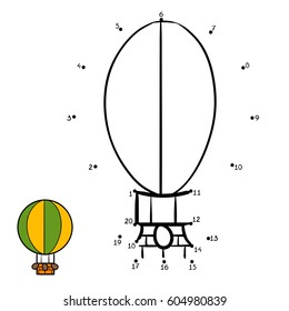 Numbers game, education dot to dot game for children, Balloon