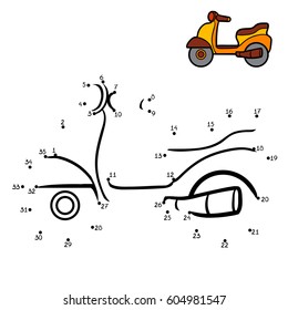 Numbers game, education dot to dot game for children, Scooter