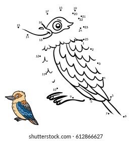 Numbers game, education dot to dot game for children, Kookaburra
