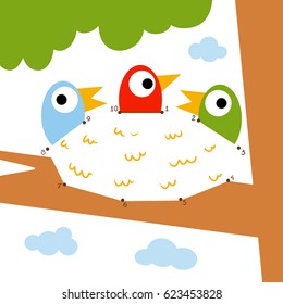 Numbers game, education dot to dot game for children, Nest
