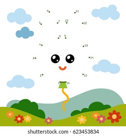 Numbers game, education dot to dot game for children, Party balloon, Rabbit shape