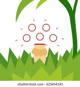 Numbers game, education dot to dot game for children, Amanita mushroom