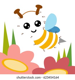 Numbers game, education dot to dot game for children, Bee