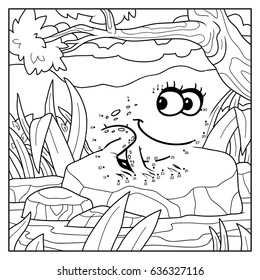Numbers game, education dot to dot game for children, Frog