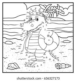 Numbers game, education dot to dot game for children, Crocodile