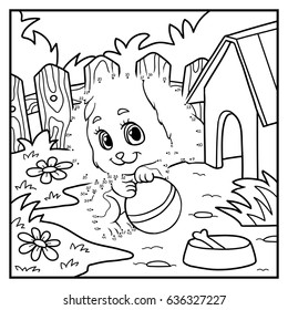 Numbers game, education dot to dot game for children, Dog