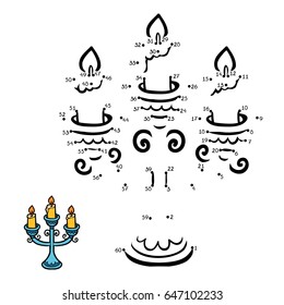 Numbers game, education dot to dot game for children, Candlestick