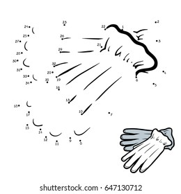 Numbers game, education dot to dot game for children, white Gloves