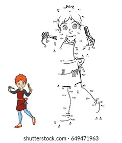 Numbers game, education dot to dot game for children, Hairdresser