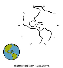Numbers game, education dot to dot game for children, Earth