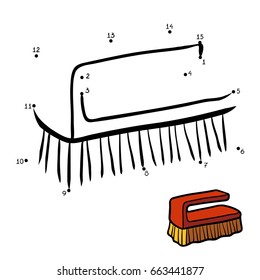 Numbers game, education dot to dot game for children, Cleaning hand brush