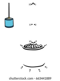 Numbers game, education dot to dot game for children, Toilet brush