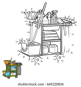 Numbers game, education dot to dot game for children, Maid cart