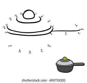 Numbers game, education dot to dot game for children, Saucepan