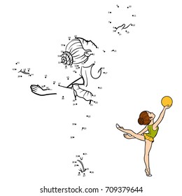 Numbers game, education dot to dot game for children, The gymnast with a ball