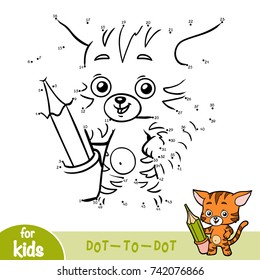 Numbers game, education dot to dot game for children, Cat