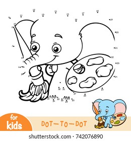 Numbers game, education dot to dot game for children, Elephant