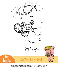 Numbers game, education dot to dot game for children, Pig