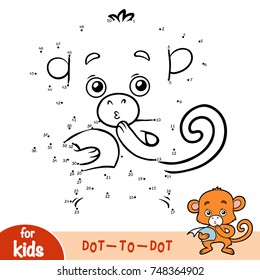 Numbers game, education dot to dot game for children, Monkey