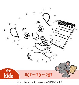 Numbers game, education dot to dot game for children, Koala