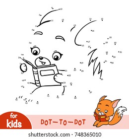 Numbers game, education dot to dot game for children, Fox and book