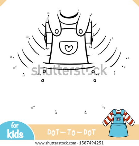 Numbers game, education dot to dot game for children, denim overalls dress 