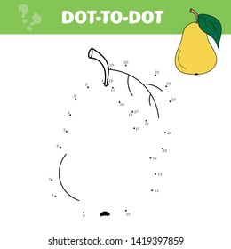 Numbers game, education dot to dot game and coloring book for children. Kids education. Pear