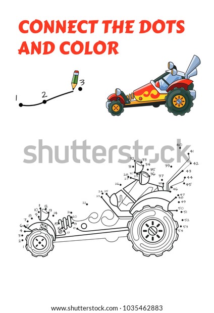 Numbers game, educational connect the dots game\
for children, Red\
Buggy.