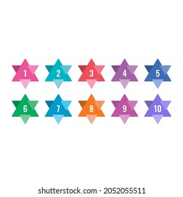 numbers in geometric star. colorful stars and numbers 1-10