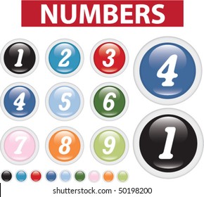 numbers glossy buttons. vector