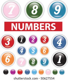 numbers glossy buttons. vector