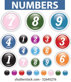 numbers glossy colorful buttons. vector