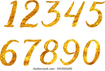 numbers in gold glitter style vector illustration