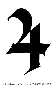 The numbers are in the Gothic style. Vector. Symbols isolated on white background. Calligraphy and lettering. Medieval figures. Individual symbols. Elegant font for tattoo. 