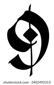 The numbers are in the Gothic style. Vector. Symbols isolated on white background. Calligraphy and lettering. Medieval figures. Individual symbols. Elegant font for tattoo. 