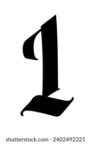The numbers are in the Gothic style. Vector. Symbols isolated on white background. Calligraphy and lettering. Medieval figures. Individual symbols. Elegant font for tattoo. 