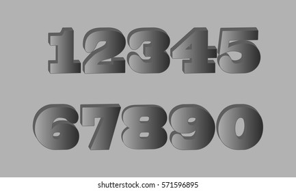 Numbers in gray tones . The figures in the gradient. Template e-numbers . Vector illustration.