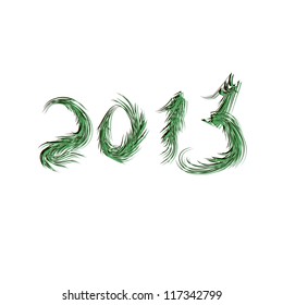 numbers of green fir branches on a white background.Vector
