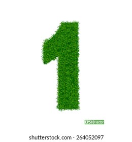 numbers from the green grass. isolated on white.