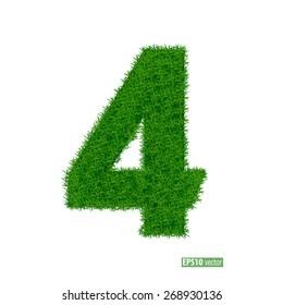 numbers from the green grass. isolated on white.