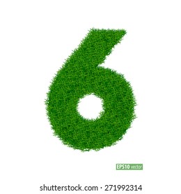 numbers from the green grass. isolated on white.