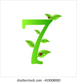 Numbers of green leaves with Ladybug