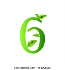Numbers of green leaves with Ladybug