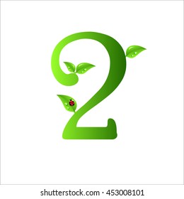 Numbers of green leaves with Ladybug