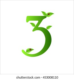 Numbers of green leaves with Ladybug