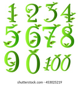 Numbers of green leaves with Ladybug Collection