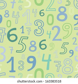 numbers green seamless pattern