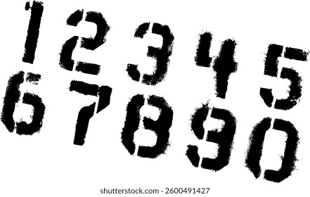 Numbers Grunge Stencil Vector Set