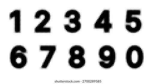 Numbers halftone effect Font Vector Graphic Illustration